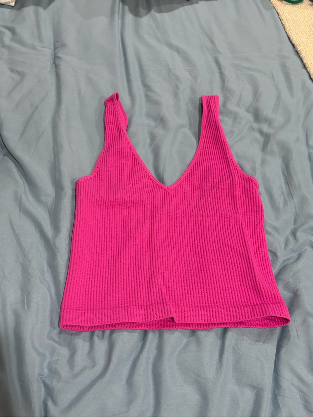 Nikibiki Bright Pink Ribbed V-Neck Tank